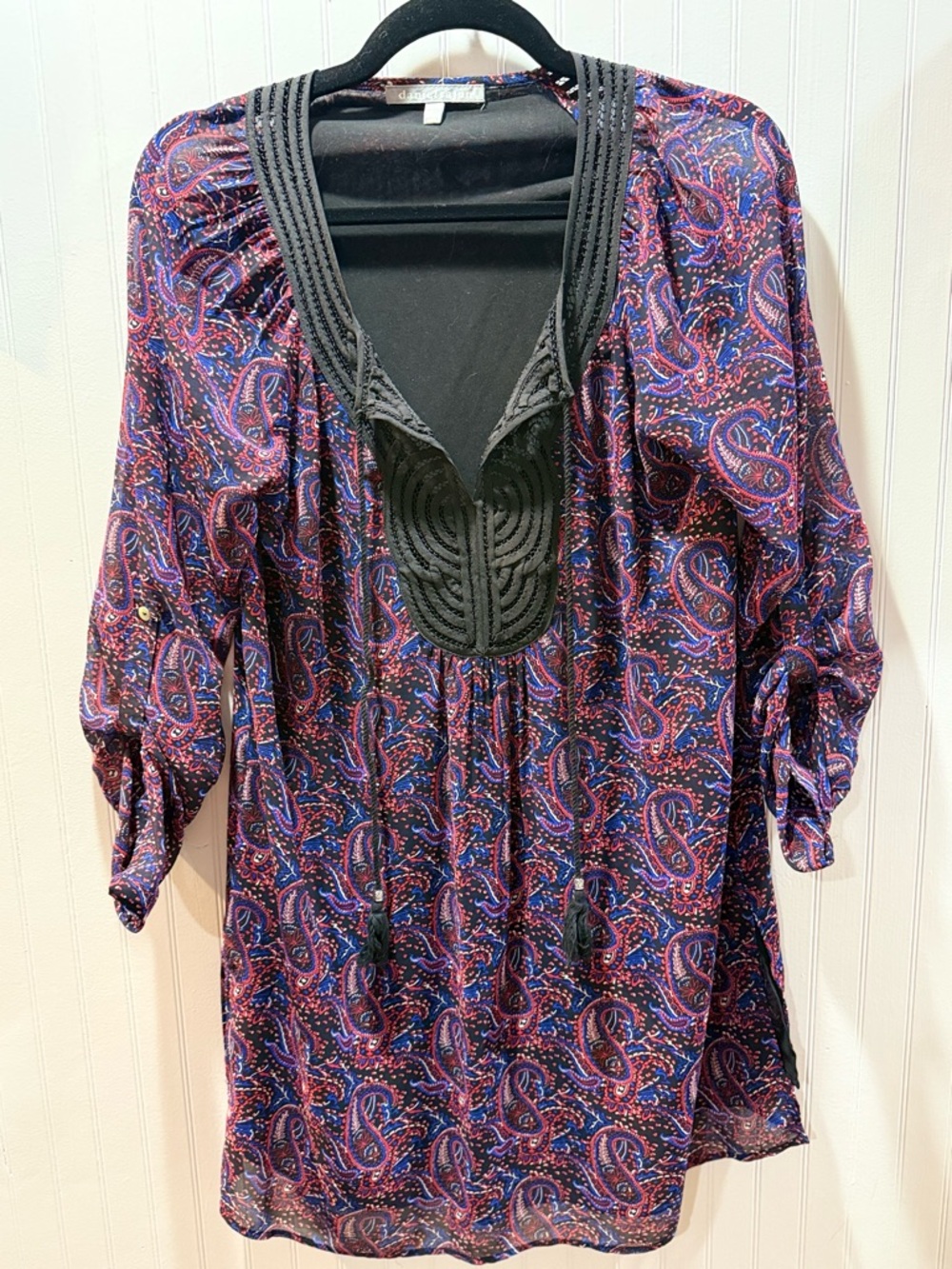 Daniel Rainn Purple‎ Paisley Tunic with Black Trim